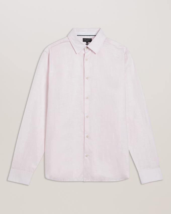 Chemises Ted Baker Long Sleeve Linen Cotton Rose Homme | ZGB-75248135